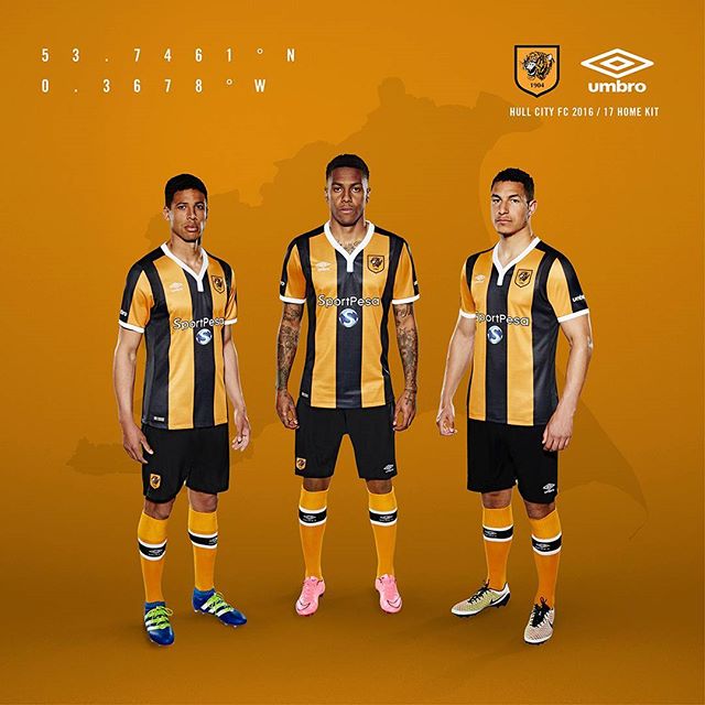 Hull City FC home kit 2016/17 designed at Umbro